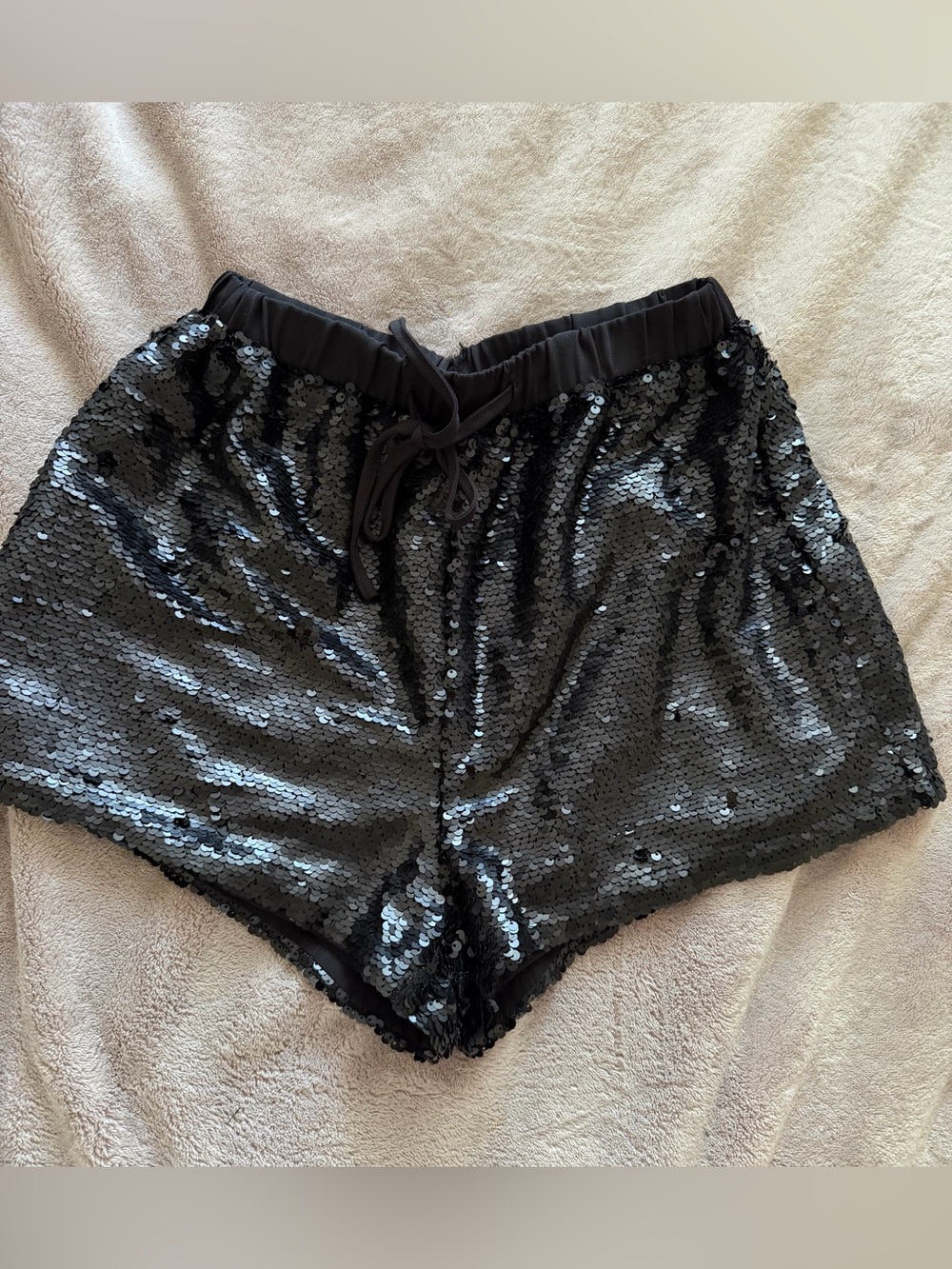 Glamour 🔥 Black Sequin Lounge Shorts size XS